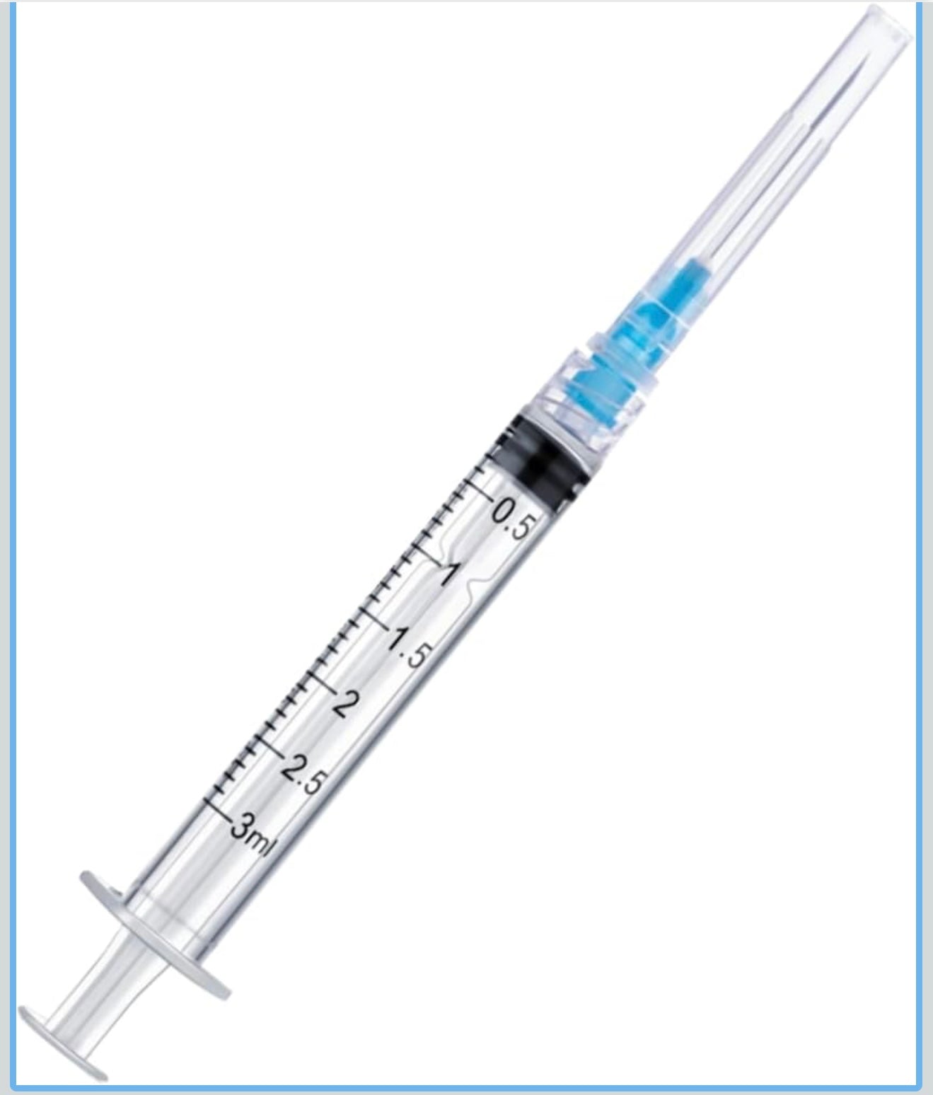 Disposable 3ml/cc Lab Syringes with 23Ga 1 Inch Needle Luer Lock, Individually Sealed Packed